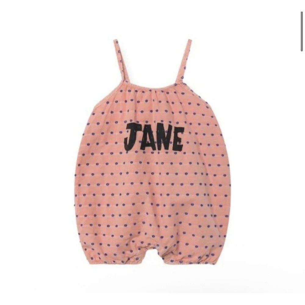 Bobo Chooses Baby Jane Romper Size 12-18 Months Pink And Navy‎ Dot